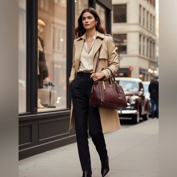 Coach Dreamer 36 Border Rivets Large Mixed Leather Suede Shoulder Bag in Brown - Picture 16 of 16